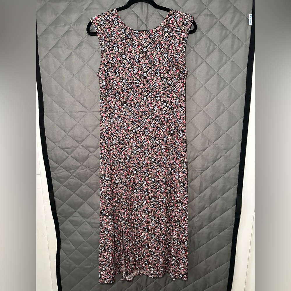 LOFT Floral Sleeveless Maxi Dress - Pink and Black